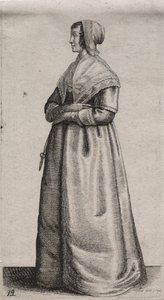 Gli abiti delle donne inglesi, dalla nobiltà alle contadine di questi tempi: La donna con le forbici da Wenceslaus Hollar