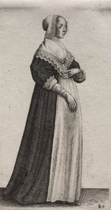 Gli abiti delle donne inglesi, dalla nobiltà alle contadine di questi tempi: La donna con collo alto da Wenceslaus Hollar