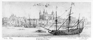La Torre di Londra, c.1637-41 (penna e inchiostro, grafite e acquerello su carta)