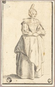 La signora con il piccolo cappello rialzato, da una stampa di La Noblesse da Wenceslaus Hollar