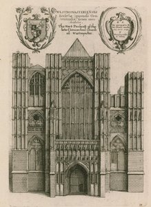 La prospettiva occidentale della tarda chiesa conventuale di Westminster, Londra da Wenceslaus Hollar