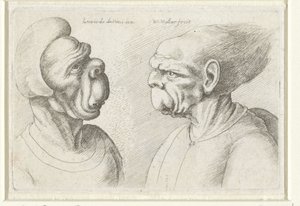 Due teste deformate (serie Varie figurae et probae) Caricature, teste e deformazioni da Leonardo da Vinci (serie) da Wenceslaus Hollar