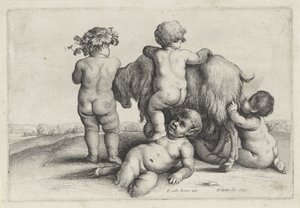 Quattro ragazzi, un satiro e una capra da Wenceslaus Hollar