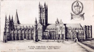 Veduta della Cattedrale di Canterbury da sud, c.1638-66 da Wenceslaus Hollar