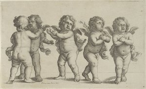 Cinque cherubini (Paedopaegnion) da Wenceslaus Hollar
