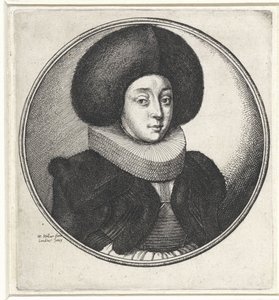 Donna con colletto pieghettato e grande cappello di pelliccia da Wenceslaus Hollar
