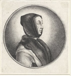 Donna con scialle nero e stola di pelliccia da Wenceslaus Hollar