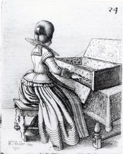 Donna che suona una tastiera, 1635 da Wenceslaus Hollar