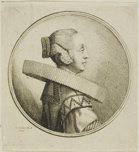 Donna con Colletto di Pizzo Circolare di Profilo a Destra da Wenceslaus Hollar