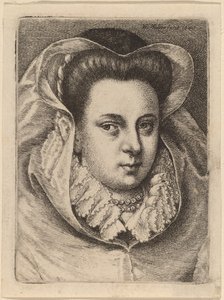 Donna con velo bianco e cappello nero (Maria Stuarda?) da Wenceslaus Hollar