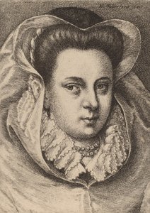 Donna con velo bianco e cappello nero Maria Stuart, 1645 da Wenceslaus Hollar