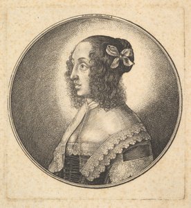 Donna con capelli scuri e fiocco di profilo a sinistra da Wenceslaus Hollar