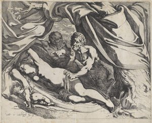 Venere dormiente spiata dai satiri da Werner van den Valckert