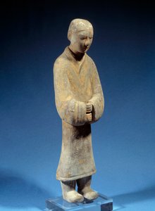 Arte cinese: donna che fa offerte; terracotta funeraria del periodo Han. Parigi, Museo Cernuschi
