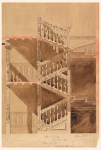 Disegno, Scala di Cluny, Parigi, 1887 da Whitney Warren Jr.