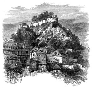 Il castello di Lourdes, Francia, XIX secolo da Whymper