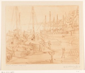 Navi ormeggiate sulla riva del Gange a Benares da Wijnand Otto Jan Nieuwenkamp (signed by artist)