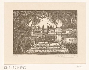 Cimitero a Singaraja a Bali da Wijnand Otto Jan Nieuwenkamp (signed by artist)