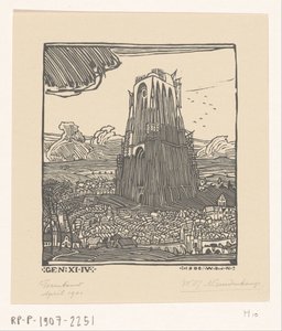 Costruzione della Torre di Babele da Wijnand Otto Jan Nieuwenkamp (signed by artist)