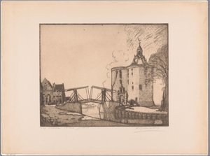 Veduta della Drommedaris a Enkhuizen da Wijnand Otto Jan Nieuwenkamp (signed by artist)