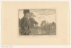 Uomo e donna in costume di Volendam da Wijnand Otto Jan Nieuwenkamp (signed by artist)
