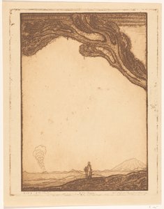 Uomo in un paesaggio vulcanico a Bali da Wijnand Otto Jan Nieuwenkamp (signed by artist)