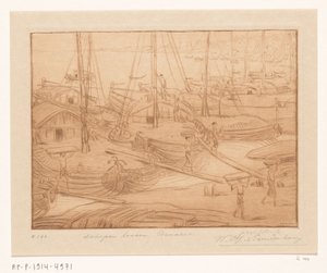 Navi ormeggiate sulla riva del Gange a Benares da Wijnand Otto Jan Nieuwenkamp
