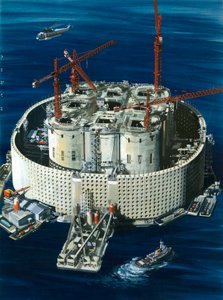 Gigantesca cisterna di cemento e acciaio per il giacimento petrolifero di Ekofisk