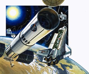 Scena di navetta spaziale non identificata da Wilf (20th century) Hardy