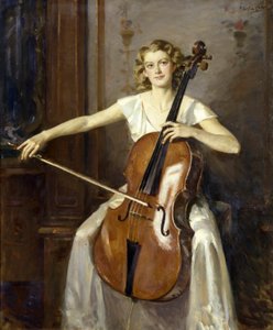 Ritratto di Florence Hooton che suona il violoncello da Wilfred Gabriel de Glehn