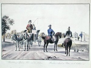 Cavalcare nel Prater Park, Vienna, inciso da Adam von Bartsch (1757-1821) 1804 da Wilhelm Alexander (after) Kobell