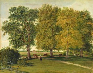 Pastore con bestiame sotto alberi autunnali da Wilhelm Alexander Kobell