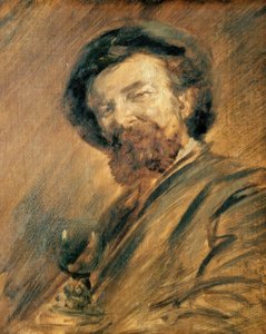 Autoritratto con bicchiere di vino