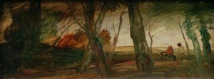 Paesaggio di fine autunno con due figure
