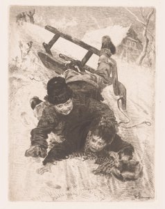 Due ragazzi cadono da una slitta da Wilhelm Carl August Zimmer