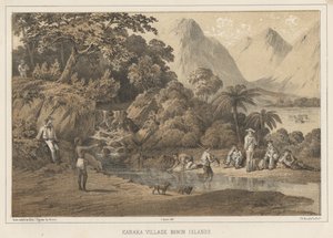 Villaggio Kanaka, Isole Bonin, 1855