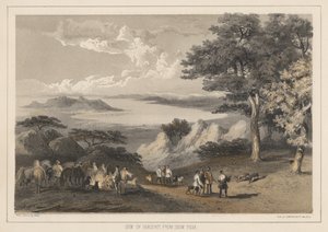 Veduta di Hakodadi dal picco innevato, 1855 da Wilhelm Joseph Heine