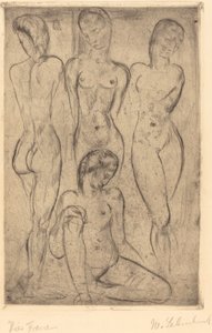 Quattro donne; tre in piedi, una seduta da Wilhelm Lehmbruck