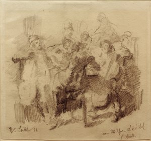 La compagnia a tavola con violoncellista da Wilhelm Maria Hubertus Leibl