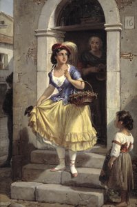 Una donna italiana in cammino verso il carnevale da Wilhelm Marstrand