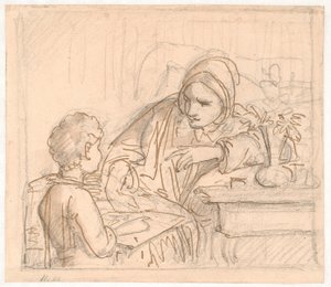 Annette Hage mostra immagini a suo nipote Hother da Wilhelm Marstrand
