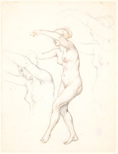 Foglio con tre studi di donna nuda danzante da Wilhelm Marstrand