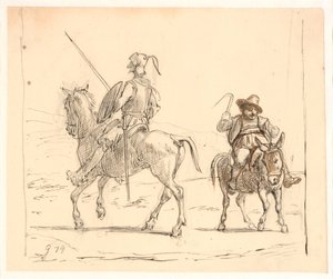 Don Chisciotte cavalca verso sinistra, Sancho Panza verso destra da Wilhelm Marstrand