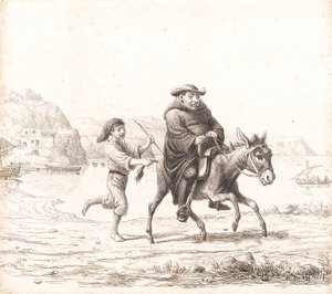Un monaco a cavallo di un asino seguito da un ragazzo italiano da Wilhelm Marstrand