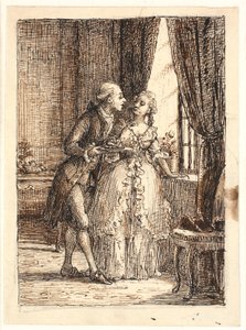 Una giovane coppia. Il principe ereditario Federico (Fre. 5) mangia ciliegie a Charlottenborg con la principessa ereditaria Luisa da Wilhelm Marstrand