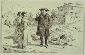 Scena italiana con due donne e un prete