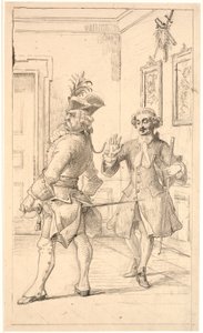 Jepser confronta la schiena di Jacob von Thyboe con il manico del mulinello da Wilhelm Marstrand