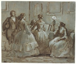 Scena di società di Copenaghen, si fa musica da Wilhelm Marstrand