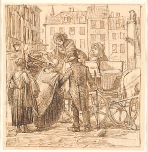 Le signore salgono sulla carrozza a Hanserplads da Wilhelm Marstrand