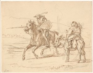Mentre Sancho osserva, Don Chisciotte attacca da Wilhelm Marstrand